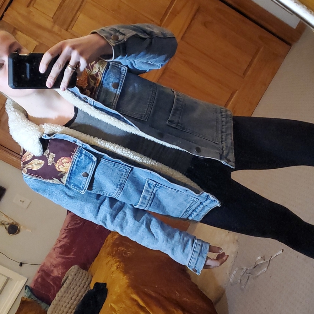 Custom Patch Sherpa Denim Jacket - image 1